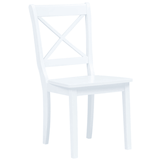 vidaXL Dining Chairs 6 pcs White Solid Rubber Wood - Giant Lobelia