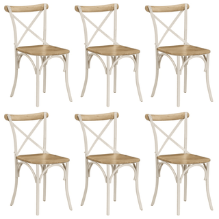 Cross Chairs 6 pcs White Solid Mango Wood - Elegant and Durable - Giant Lobelia