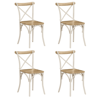 Cross Chairs 4 pcs - White Solid Mango Wood | Vintage Charm and Durability - Giant Lobelia