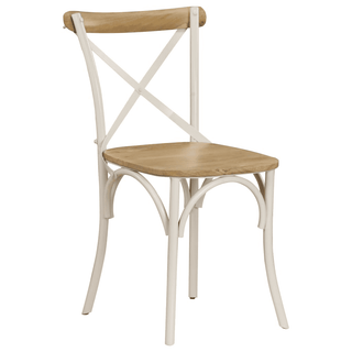 Cross Chairs 4 pcs - White Solid Mango Wood | Vintage Charm and Durability - Giant Lobelia