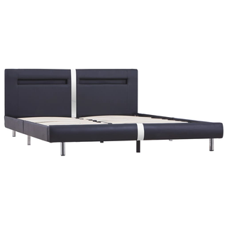 Bed Frame with LED Black Faux Leather 150x200 cm 5FT King Size - Giant Lobelia