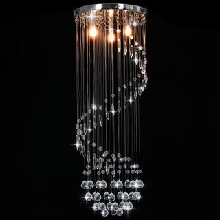 Ceiling Lamp with Crystal Beads Silver Spiral G9 - Giant Lobelia