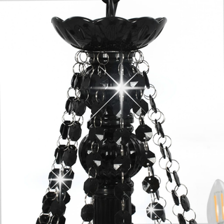 Chandelier with Beads Black 12 x E14 Bulbs - Giant Lobelia