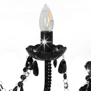 Chandelier with Beads Black 12 x E14 Bulbs - Giant Lobelia