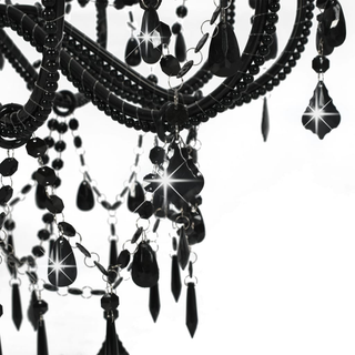 Chandelier with Beads Black 12 x E14 Bulbs - Giant Lobelia