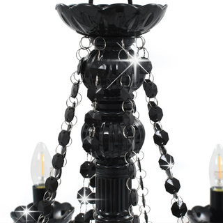 Chandelier with Beads Black 8 x E14 Bulbs - Giant Lobelia