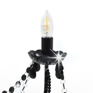 Chandelier with Beads Black 8 x E14 Bulbs - Giant Lobelia