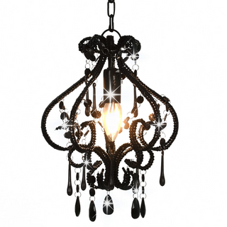 Ceiling Lamp with Beads Black Round E14 - Giant Lobelia