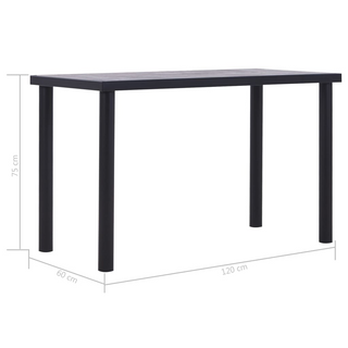 vidaXL Dining Table Black and Concrete Grey 120x60x75 cm MDF - Giant Lobelia