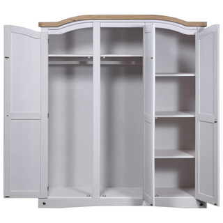 Wardrobe Mexican Pine Corona Range 3 Doors White - Giant Lobelia