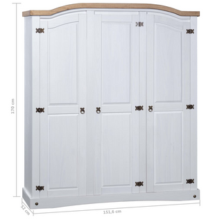 Wardrobe Mexican Pine Corona Range 3 Doors White - Giant Lobelia