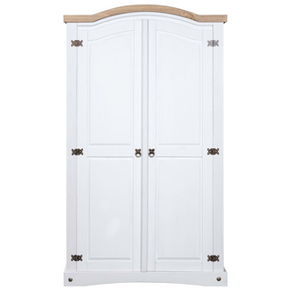 vidaXL Wardrobe Mexican Pine Corona Range 2 Doors White - Giant Lobelia