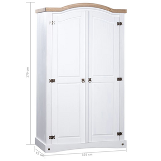 vidaXL Wardrobe Mexican Pine Corona Range 2 Doors White - Giant Lobelia