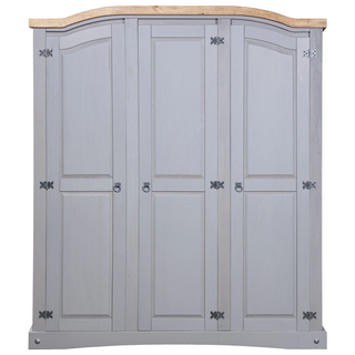 Wardrobe Mexican Pine Corona Range 3 Doors Grey - Giant Lobelia