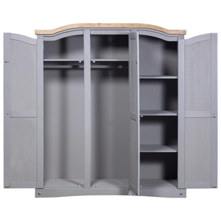 Wardrobe Mexican Pine Corona Range 3 Doors Grey - Giant Lobelia