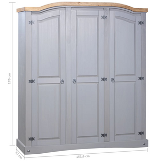 Wardrobe Mexican Pine Corona Range 3 Doors Grey - Giant Lobelia