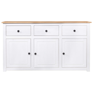 Sideboard White 135x40x80 cm Solid Pinewood Panama Range - Giant Lobelia