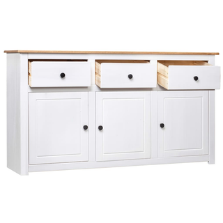 Sideboard White 135x40x80 cm Solid Pinewood Panama Range - Giant Lobelia