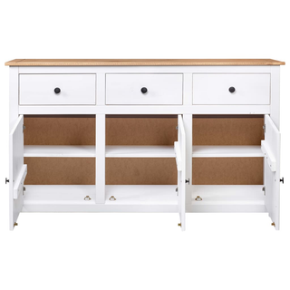 Sideboard White 135x40x80 cm Solid Pinewood Panama Range - Giant Lobelia