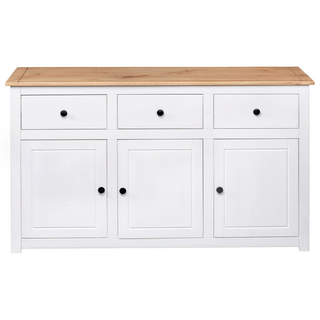 Sideboard White 135x40x80 cm Solid Pinewood Panama Range - Giant Lobelia