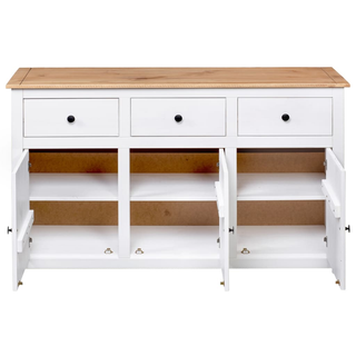 Sideboard White 135x40x80 cm Solid Pinewood Panama Range - Giant Lobelia