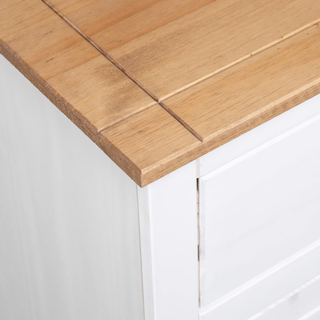 Sideboard White 135x40x80 cm Solid Pinewood Panama Range - Giant Lobelia