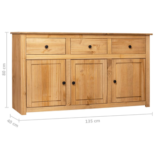 vidaXL Sideboard 135x40x80 cm Solid Pinewood Panama Range - Giant Lobelia