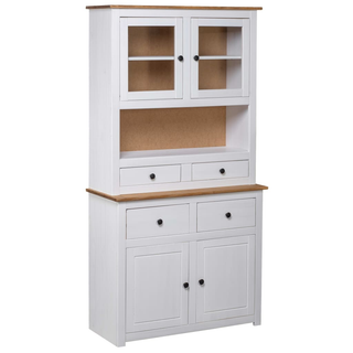 vidaXL Highboard White 93x40.5x180 cm Solid Pine Panama Range - Giant Lobelia