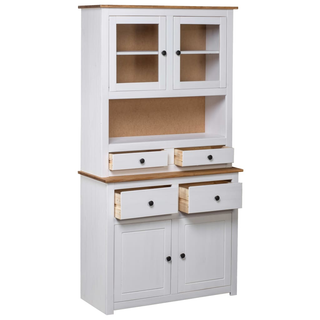 vidaXL Highboard White 93x40.5x180 cm Solid Pine Panama Range - Giant Lobelia