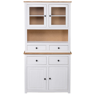 vidaXL Highboard White 93x40.5x180 cm Solid Pine Panama Range - Giant Lobelia