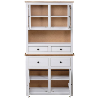 vidaXL Highboard White 93x40.5x180 cm Solid Pine Panama Range - Giant Lobelia