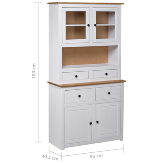 vidaXL Highboard White 93x40.5x180 cm Solid Pine Panama Range - Giant Lobelia