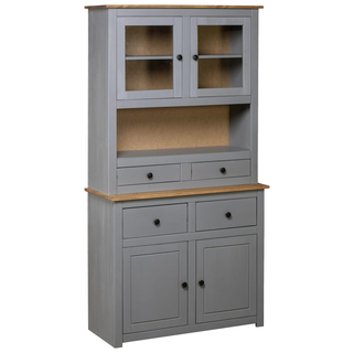 vidaXL Highboard Grey 93x40.5x180 cm Solid Pine Panama Range - Giant Lobelia