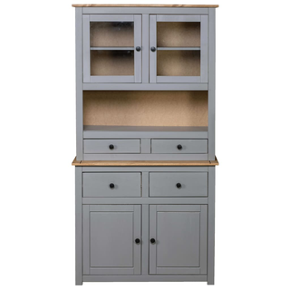 vidaXL Highboard Grey 93x40.5x180 cm Solid Pine Panama Range - Giant Lobelia