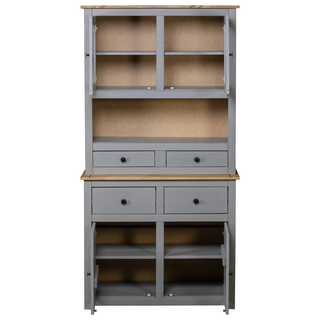 vidaXL Highboard Grey 93x40.5x180 cm Solid Pine Panama Range - Giant Lobelia