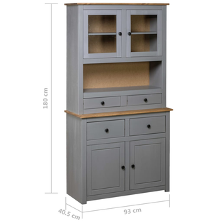 vidaXL Highboard Grey 93x40.5x180 cm Solid Pine Panama Range - Giant Lobelia