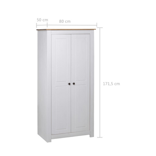 vidaXL Wardrobe White 80x50x171.5 cm Solid Pine Panama Range - Giant Lobelia