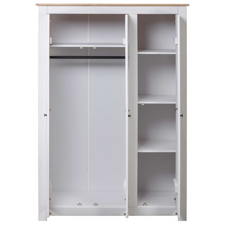 3-Door Wardrobe White 118x50x171.5 cm Pine Panama Range - Giant Lobelia