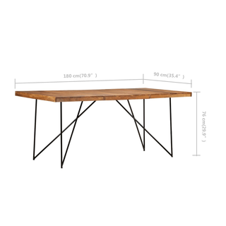 vidaXL Dining Table 180x90x76 cm Solid Acacia Wood - Giant Lobelia