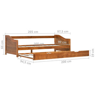 vidaXL Pull-out Sofa Bed Frame Honey Brown Pinewood 90x200 cm - Giant Lobelia