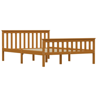 Bed Frame Honey Brown Solid Pinewood 135 x 190 cm - Giant Lobelia