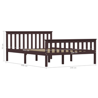 Bed Frame Dark Brown Solid Pinewood 140x200 cm - Giant Lobelia