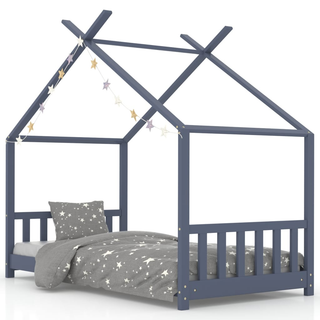 Kids Bed Frame Grey Solid Pine Wood 70x140 cm - Giant Lobelia