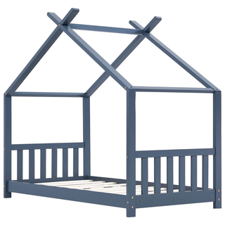 Kids Bed Frame Grey Solid Pine Wood 70x140 cm - Giant Lobelia