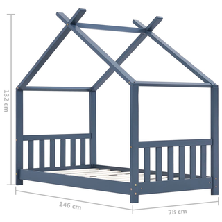 Kids Bed Frame Grey Solid Pine Wood 70x140 cm - Giant Lobelia