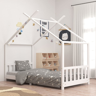 Kids Bed Frame White Solid Pine Wood 90x200 cm - Giant Lobelia