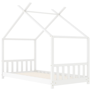 Kids Bed Frame White Solid Pine Wood 70x140 cm - Giant Lobelia