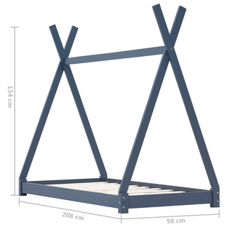 Kids Bed Frame Grey Solid Pine Wood 90x200 cm - Giant Lobelia