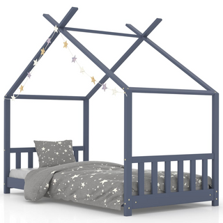 Kids Bed Frame Grey Solid Pine Wood 80x160 cm - Giant Lobelia