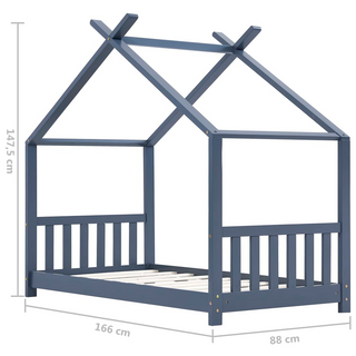 Kids Bed Frame Grey Solid Pine Wood 80x160 cm - Giant Lobelia